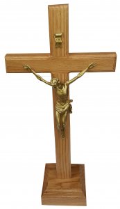 Križ na podstavku ravni svetli 34 cm
